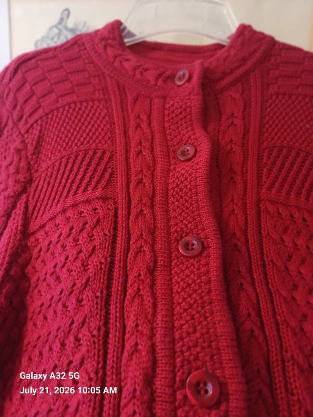 Women's L.L. Bean Cotton Red Cardigan Button Down Sweater Size L